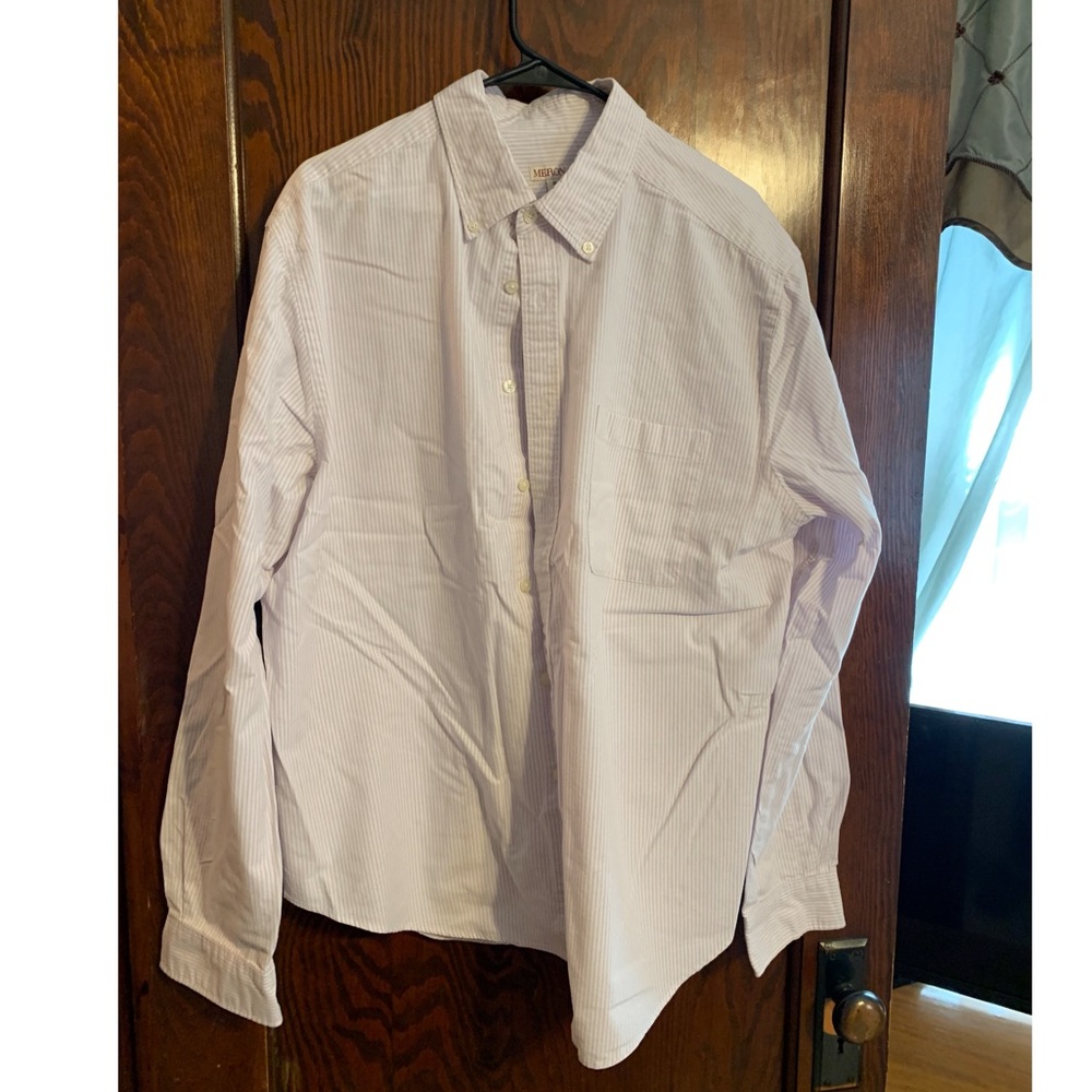 XL Merona brand men’s dress shirt. Purple and white striped